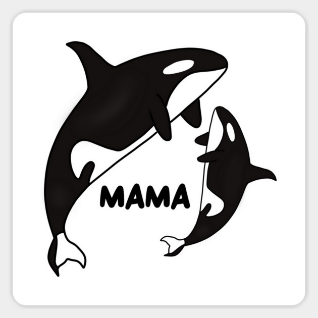 Orca Mama with Cub, Ocean Animal, Whale Sticker by logiamerch