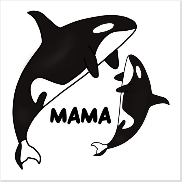 Orca Mama with Cub, Ocean Animal, Whale Wall Art by logiamerch