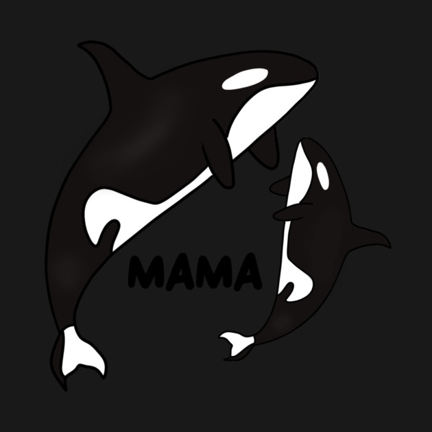 Orca Mama with Cub, Ocean Animal, Whale by logiamerch