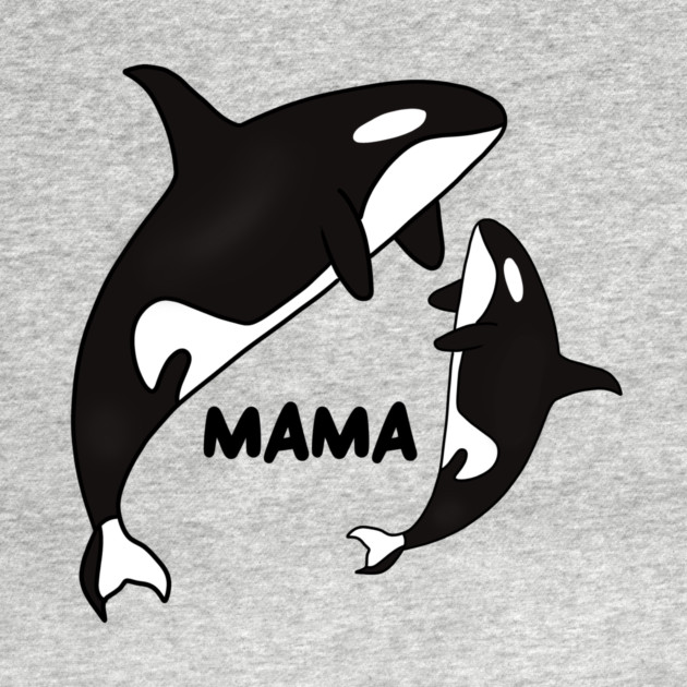 Orca Mama with Cub, Ocean Animal, Whale by logiamerch