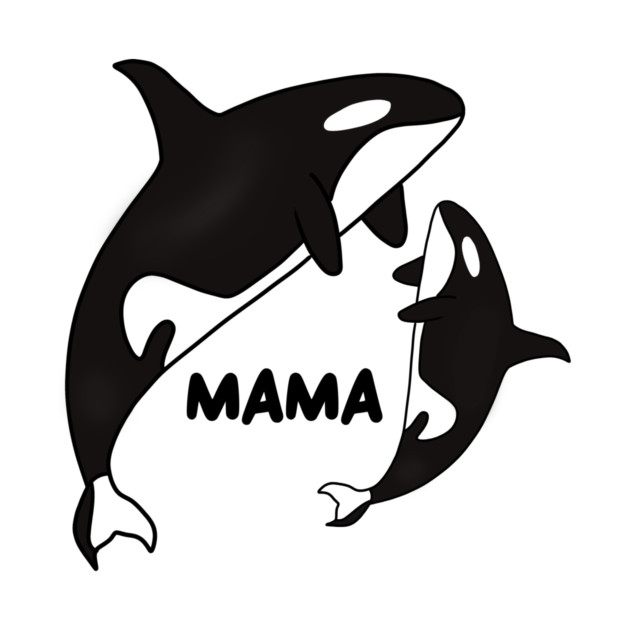 Orca Mama with Cub, Ocean Animal, Whale by logiamerch