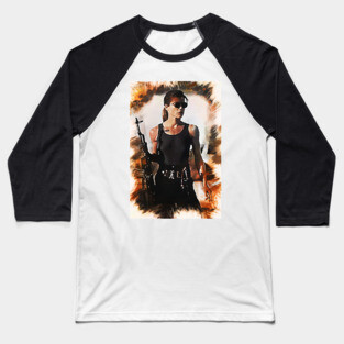 Sarah Connor Portrait Baseball T-Shirt