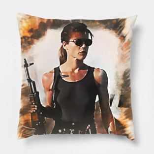 Sarah Connor Portrait Pillow