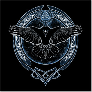 Raven and Valknut Symbol Posters and Art