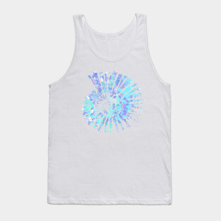 Nautilus Shell Design in Blue , Purple and Mint Paint Strokes Pattern Tank Top