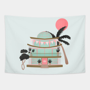 Mid century modern beach house Tapestry