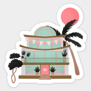Mid century modern beach house Sticker