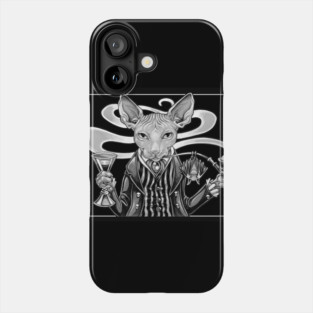 Lord Hairless Cat with Bat and Pipe Phone Case