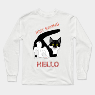 A Tuxedo Cat butt hello  Copyright TeAnne Long Sleeve T-Shirt