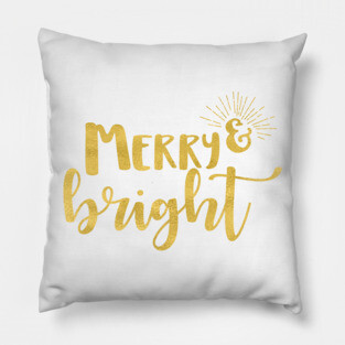 Merry and Bright Faux Gold Pillow