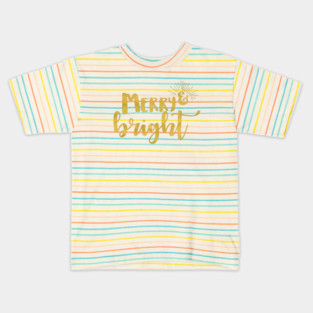 Merry and Bright Faux Gold Kids T-Shirt