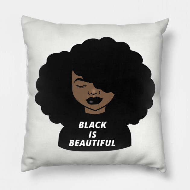 Black is Beautiful Melanin Girl Afro African Pillow by logiamerch