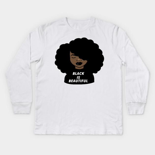 Black is Beautiful Melanin Girl Afro African Kids Long Sleeve T-Shirt by logiamerch