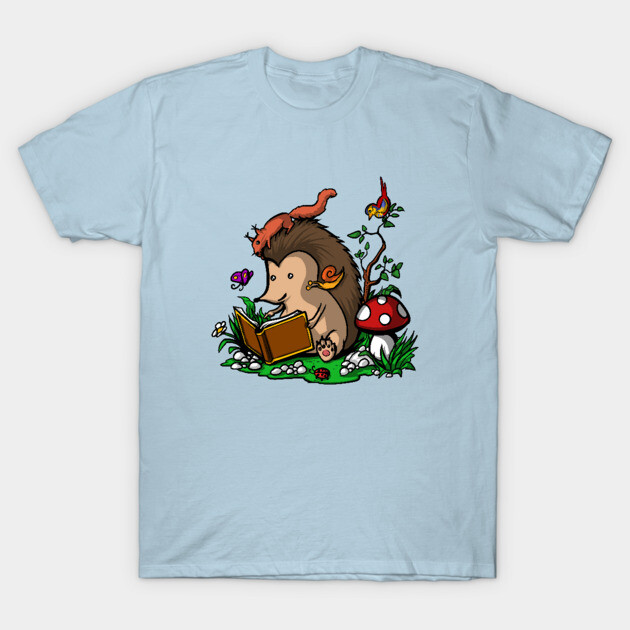 Hedgehog Book Reading Lover Funny Geek Forest Hedgehog Book