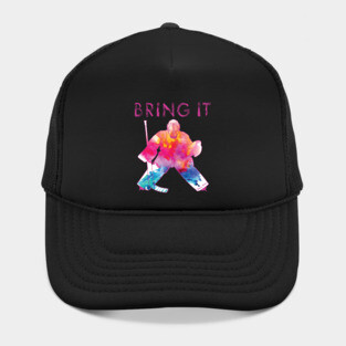 Girls Bring It Hockey Goalie Watercolor Pinks Hat