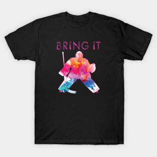 Girls Bring It Hockey Goalie Watercolor Pinks T-Shirt
