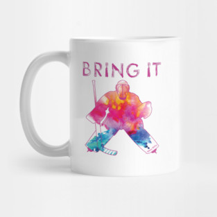 Girls Bring It Hockey Goalie Watercolor Pinks Mug