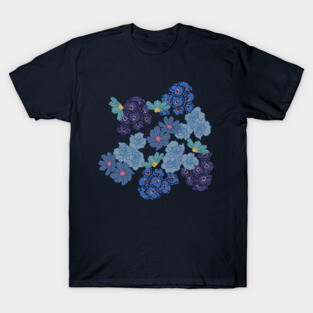 Blue Floral Design T-Shirt