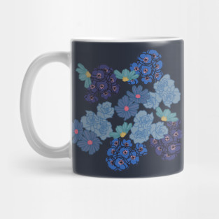 Blue Floral Design Mug
