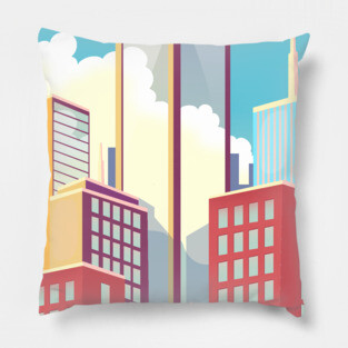 Cityscape skycrapers. Pillow