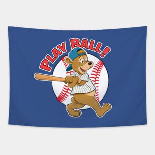 Play Ball!  Cubs Baseball Mascot Tapestry