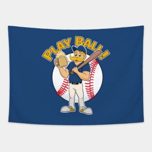 Play Ball! Brewers Baseball Mascot Bernie Tapestry