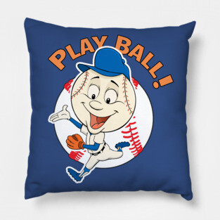 Play Ball! Mets Baseball Mascot Mr Met Pillow