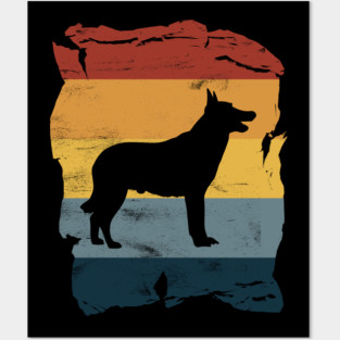 Malinois Distressed Vintage Retro Silhouette Posters and Art