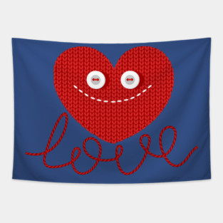 knitted heart shaped love Tapestry