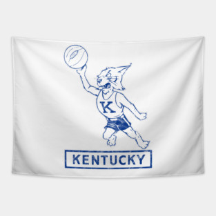 Vintage Kentucky Wildcat Basketball Logo T-Shirt distressed version Tapestry