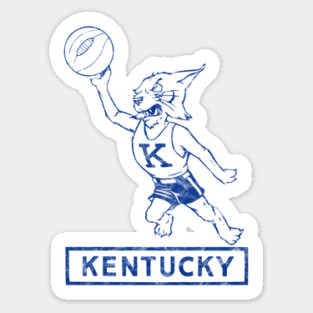 Vintage Kentucky Wildcat Basketball Logo T-Shirt distressed version Sticker