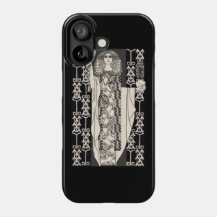 Art Nouveau Lady 3 (cream on black) Phone Case