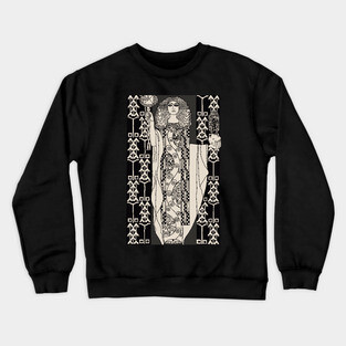 Art Nouveau Lady 3 (cream on black) Crewneck Sweatshirt