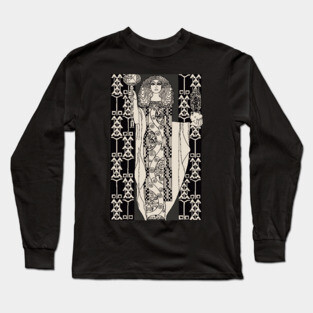 Art Nouveau Lady 3 (cream on black) Long Sleeve T-Shirt