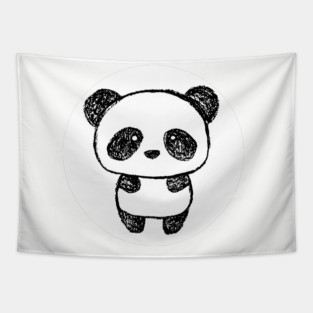 Cute Baby Panda Drawn with Charcoal #3 - 1000Pandas by Amanda Farrell Tapestry