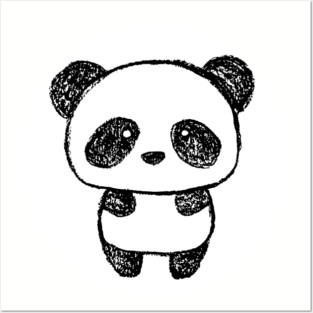 Cute Baby Panda Drawn with Charcoal #3 - 1000Pandas by Amanda Farrell Posters and Art