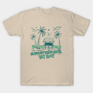 Support Your Local Tiki Bar Vintage Palm Tree on the Beach Vibe T-Shirt
