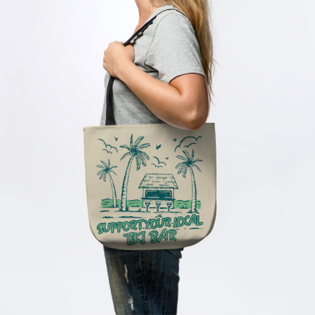 Support Your Local Tiki Bar Vintage Palm Tree on the Beach Vibe by Joaddo