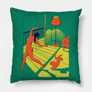 Dancing with the cat - Crazy Cat Lady Aesthetic | Catlady Pillow