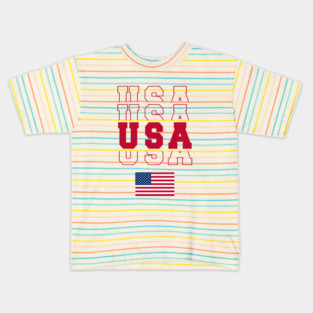4th of July Patriotic American Flag usa vintage letter print Kids T-Shirt