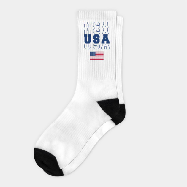 4th of July Patriotic American Flag usa vintage letter print Socks by Tshirtiz