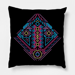 Native American Pattern in Retro Colours Pillow