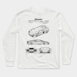 Lamborghini Aventador Patent Black Long Sleeve T-Shirt
