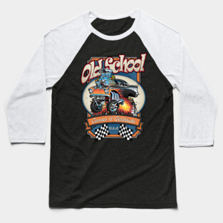 Vintage Old School Gassers and Gearheads Car Cartoon Illustration Baseball T-Shirt