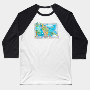 Dominica_ Illustrated_ Travel_ Map_ with_ Roads_ and_ HighlightsXS Baseball T-Shirt
