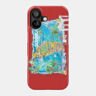 Dominica_ Illustrated_ Travel_ Map_ with_ Roads_ and_ HighlightsXS Phone Case