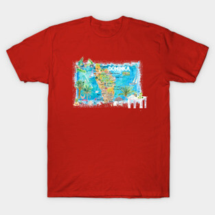 Dominica_ Illustrated_ Travel_ Map_ with_ Roads_ and_ HighlightsXS T-Shirt