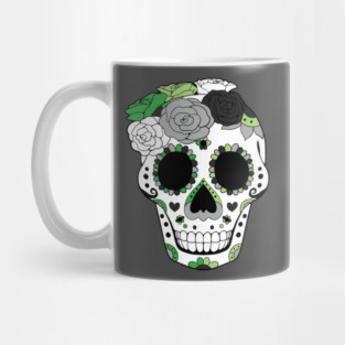Aromantic Pride Sugarskull Dia De Los Muertos Mug