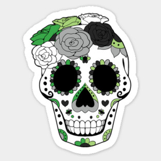 Aromantic Pride Sugarskull Dia De Los Muertos Sticker