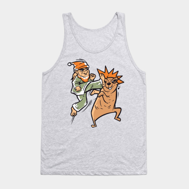 Lawn Gnome And Gopher Karate Fight Tank Top by Cosmo Gazoo